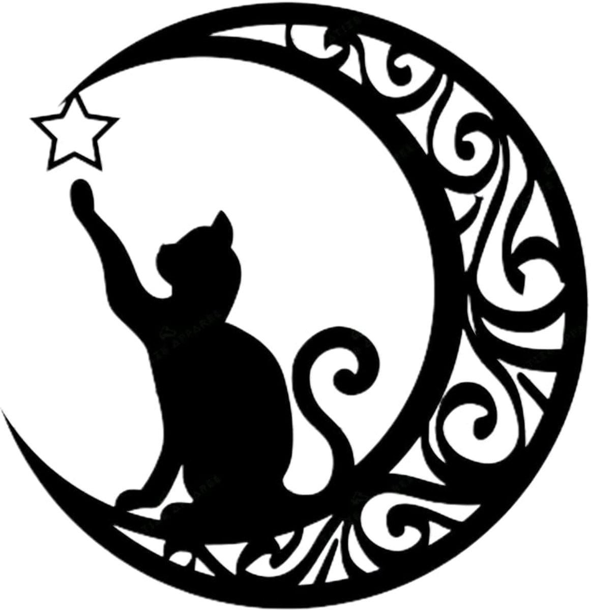 Dailygoods Wanddecoratie Metaal - Beeldhouwwerk Zwarte Katten met Maan