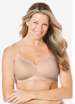 Plus Size Women's Cotton Wireless Lightly Padded T-Shirt Bra by Comfort Choice in Nude (Size 46 D)
