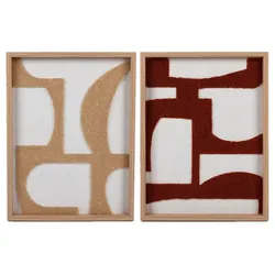 Wandbild Stickerei 2tlg. Holz Braun