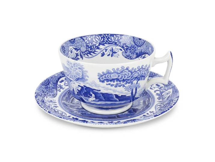 Spode Tasse à petit-déjeuner et soucoupe Blue Italian 28 cl