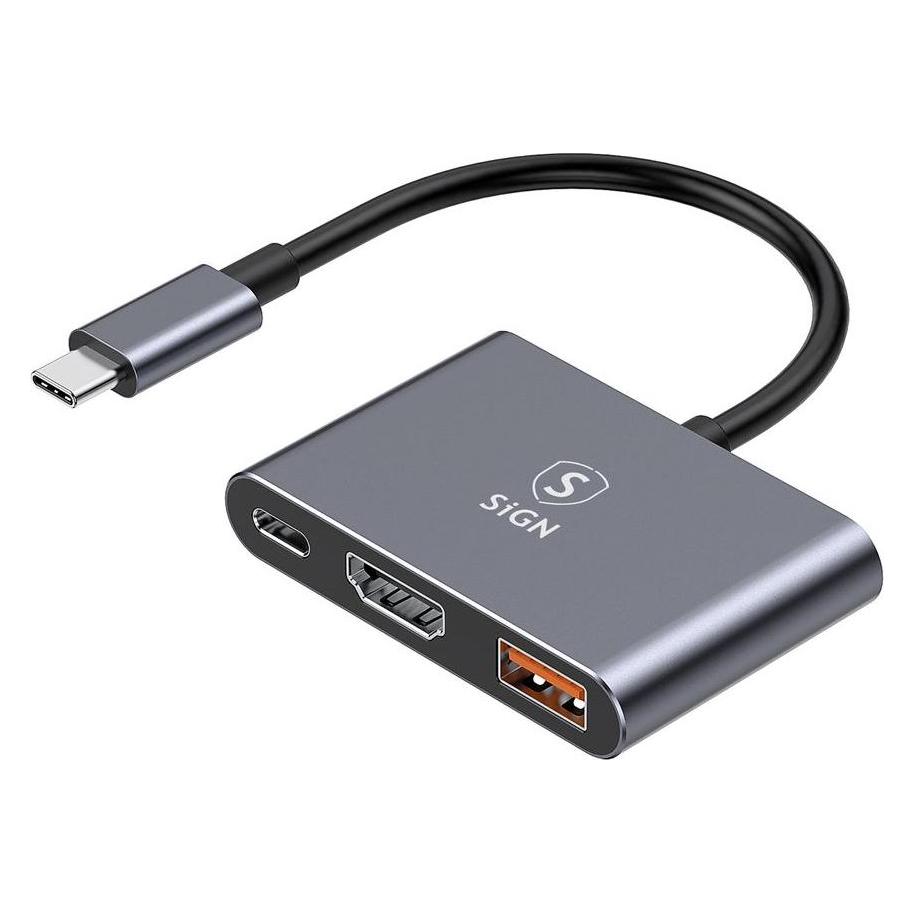 SIGN USB-C Hub zu USB-A 3.0 / USB-C PD 100W / HDMI 4K@30Hz (USB-C) (SN-HYD-9991T)
