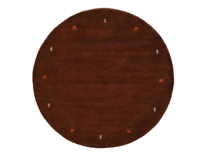 Wollteppich Gabbeh Uni Rund Braun/Braun 200 x 200cm Wolle