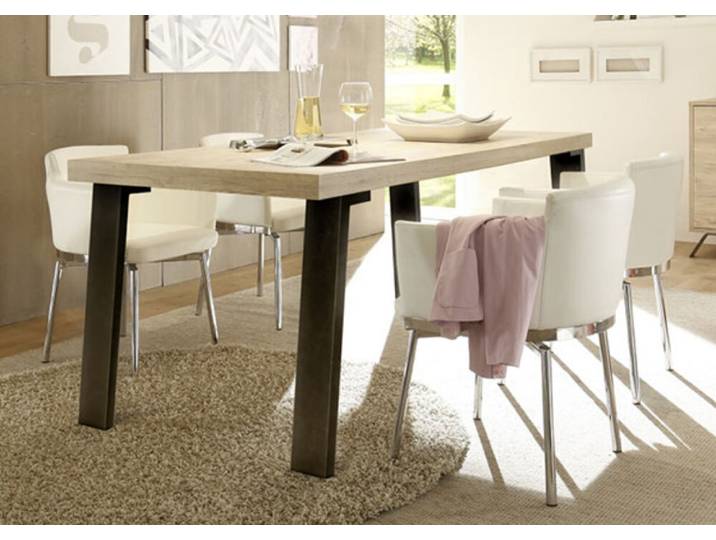 Table de repas avec piètement métal Goa chene blond - Basika