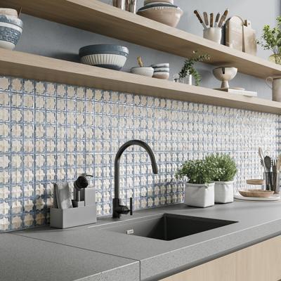 "Merola Tile Tetuan Astre Arena Aqua 12-1/8"" x 21-7/8"" Porcelain Wall Tile"