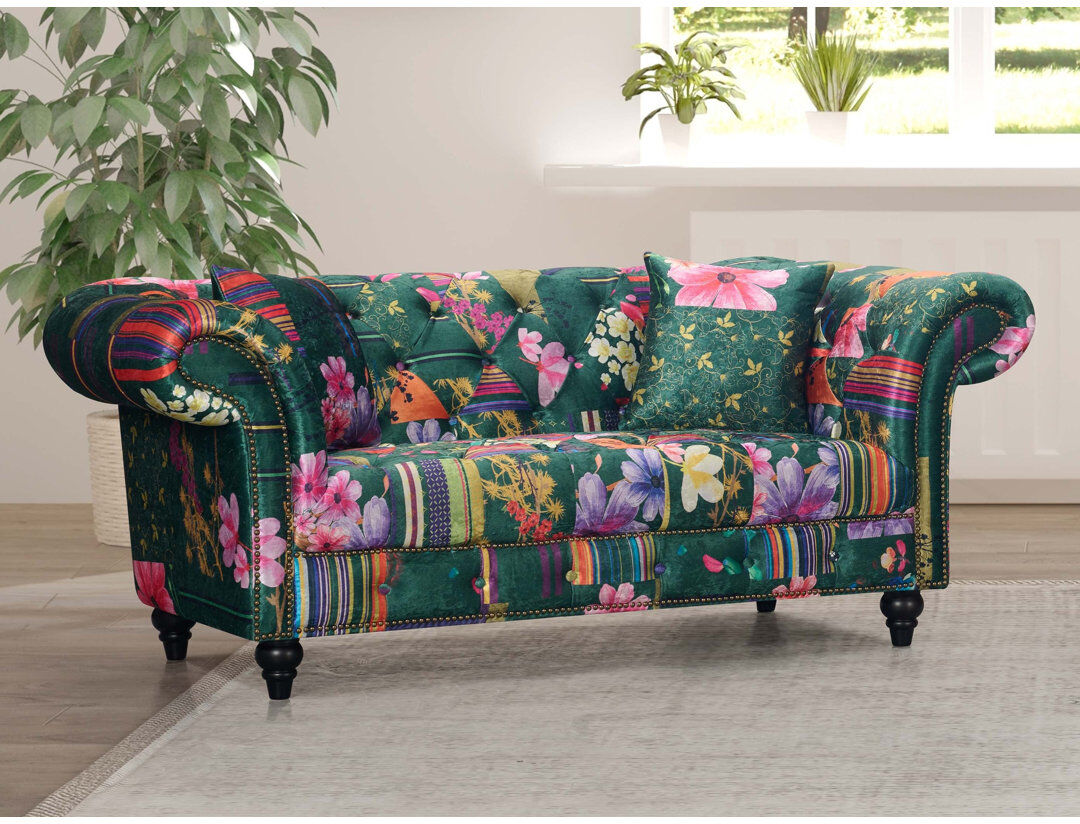 Latitude Vive Camaury Velvet Patchwork Sofa Anna Green 2