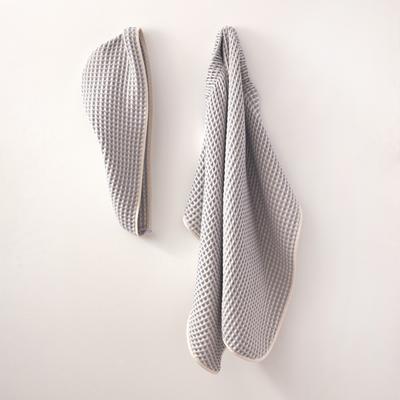 DKNY PURE Yarn Dyed Waffle Body Wrap and Hair Wrap Set