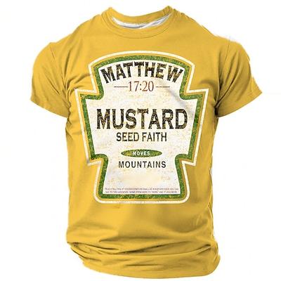 Herren Glaubens Grafik T-Shirt Matthäus 17:20 Senfkorn bewegt Berge inspirierend