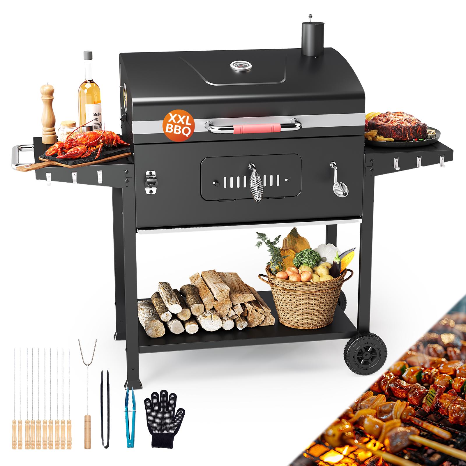 Devoko Gartengrillwagen Holzkohlegrill 71x42,5cm mit Deckel