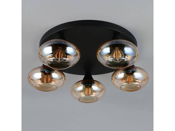Reality Leuchten Deckenleuchte Divina, dimmbar, creme / amber, für Wohn- / Esszimmer, Glas, Modern