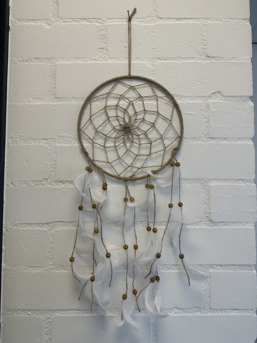 Impuls Dromenvanger met veren beige - Dia 23 cm x lengte 66 cm