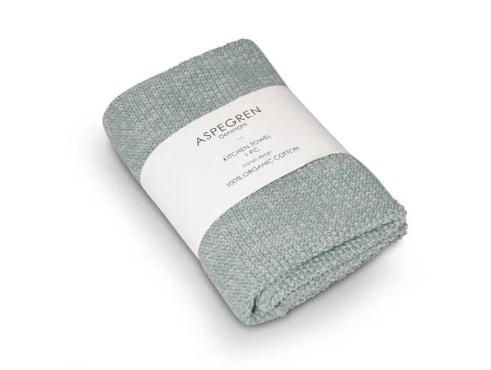 Küchentuch 100 % Bio-Baumwolle, Gestrickt, Helles Seegrün