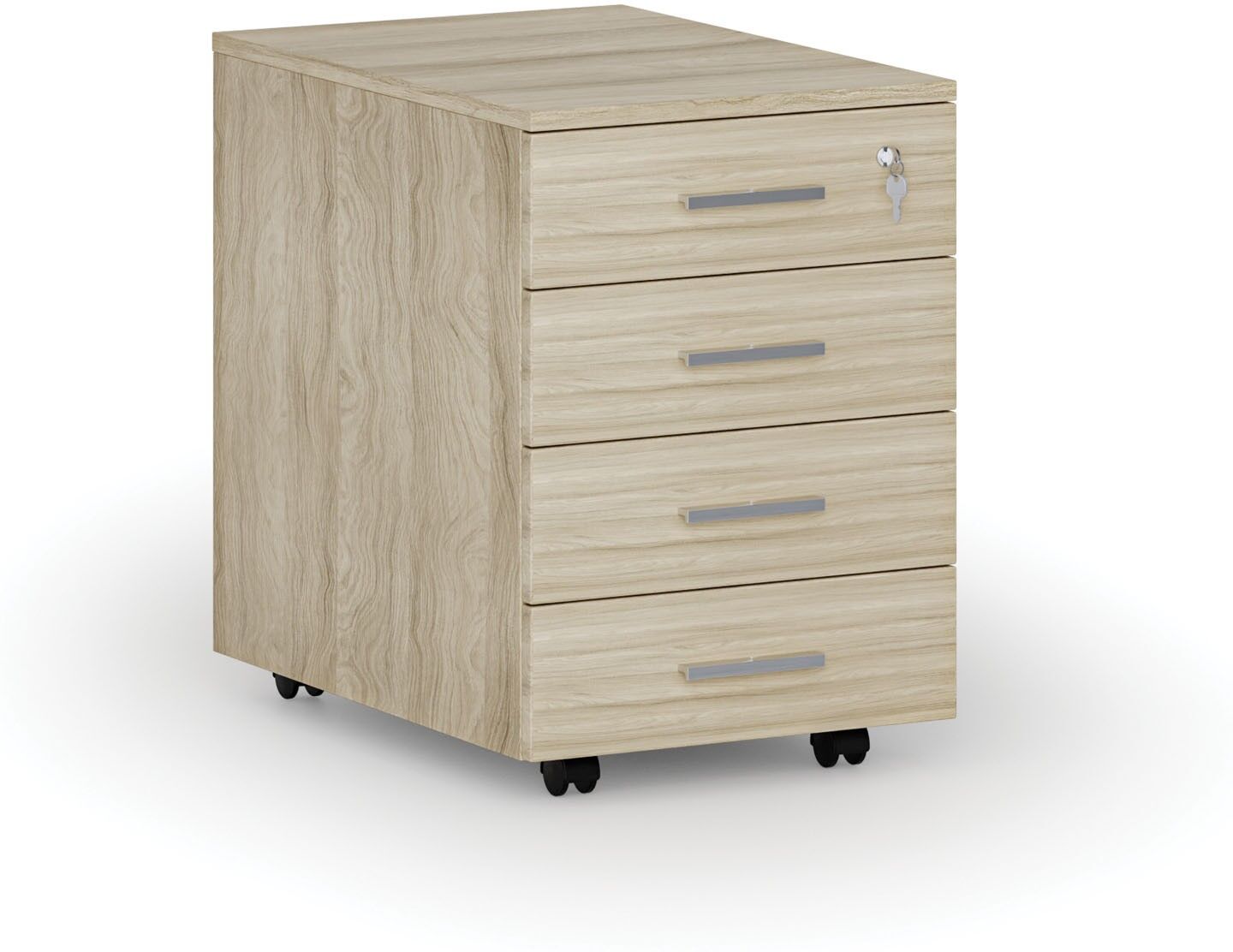 B2B Partner Büro-Rollcontainer PRIMO WOOD, 4 Schubladen, Eiche natur