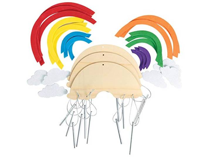 COLORATIONS - Knutselset windgong regenboog, 12 stuks - houten knutselset voor kinderen
