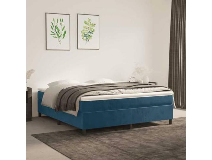 RJPLMFV Lattenrost, Matratze, Velours, Dunkelblau, 180 x 200 cm Taschenfedern, mittelharte Unterstützung, Sperrholzleisten, weicher Matratzenschoner