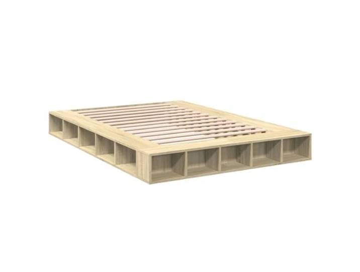 KTHLBRH Bettgestell Eiche Sonoma 140 x 200 cm aus mehrschichtigem Holz Mit Behälter, Latten im Lieferumfang enthalten, optimale Unterstützung, einfache Montage