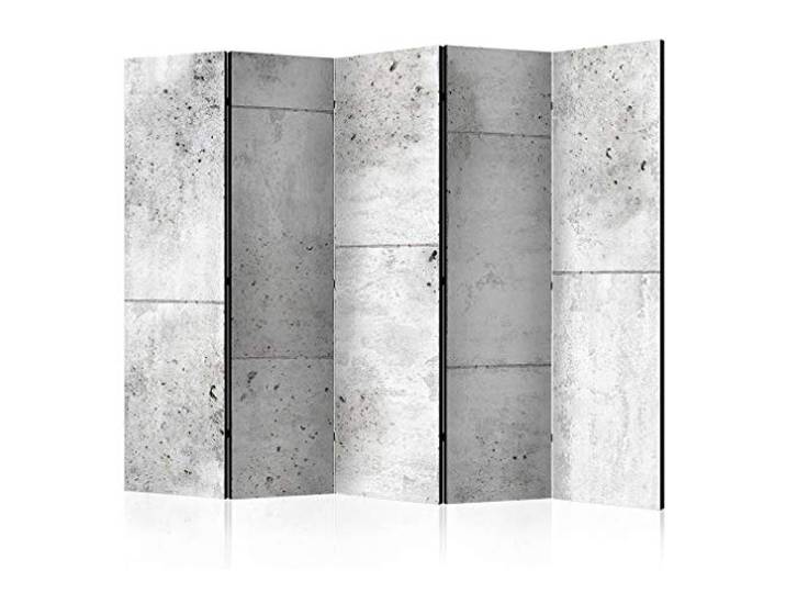 decomonkey Paravent Raumteiler Innen Beton, 225x172 cm, 5-teilig, Einseitig Mauer, Wohnzimmer, Room Divider, Wall, Raumteiler Stehend, Trennwand, Sichtschutz, Spanische Wand, Sichtschutzwand, Holz
