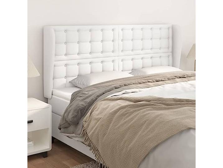 KTHLBRH Kopfteil aus Kunstleder, weiß, klassisch, elegantes Design, für Bettgestell, langlebiges Material, leicht zu reinigen, mit glatter Oberfläche, Beine