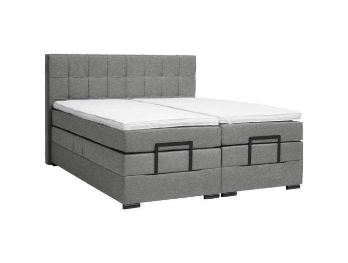 Moderano Boxspringbett, Grau, Kunststoff, H3, 5-Zonen, 180x200 cm, Bettkasten, gepolstertes Kopfteil, Stoffauswahl, Topper geteilt, In verschiedenen Grössen erhältlich, Matratze geteilt, Schlafzimmer, Bett, Doppelbetten