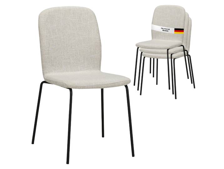 Albatros Esszimmerstühle 4er Set ENNA, beige - stapelbar, bequemer Polsterstuhl - Eleganter Küchenstuhl, Stuhl Esszimmer oder Esstisch Stuhl, Konferenzstuhl , Stückzahl:4, Farbe:Beige