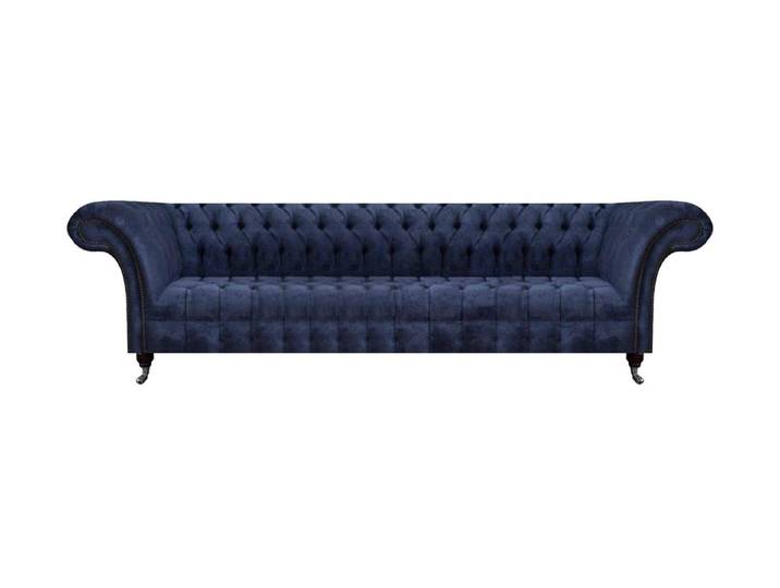 Xlmoebel Chesterfield-Sofa Blaues Chesterfield-Sofa im klassischen Design, Sofa 4-Sitzer, Hergestellt in Europa