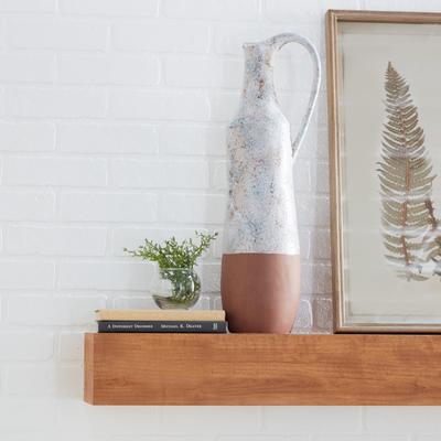 ARCILLA ELEMENTAL White Ceramic Handmade Decorative Vase with Terracotta Accents