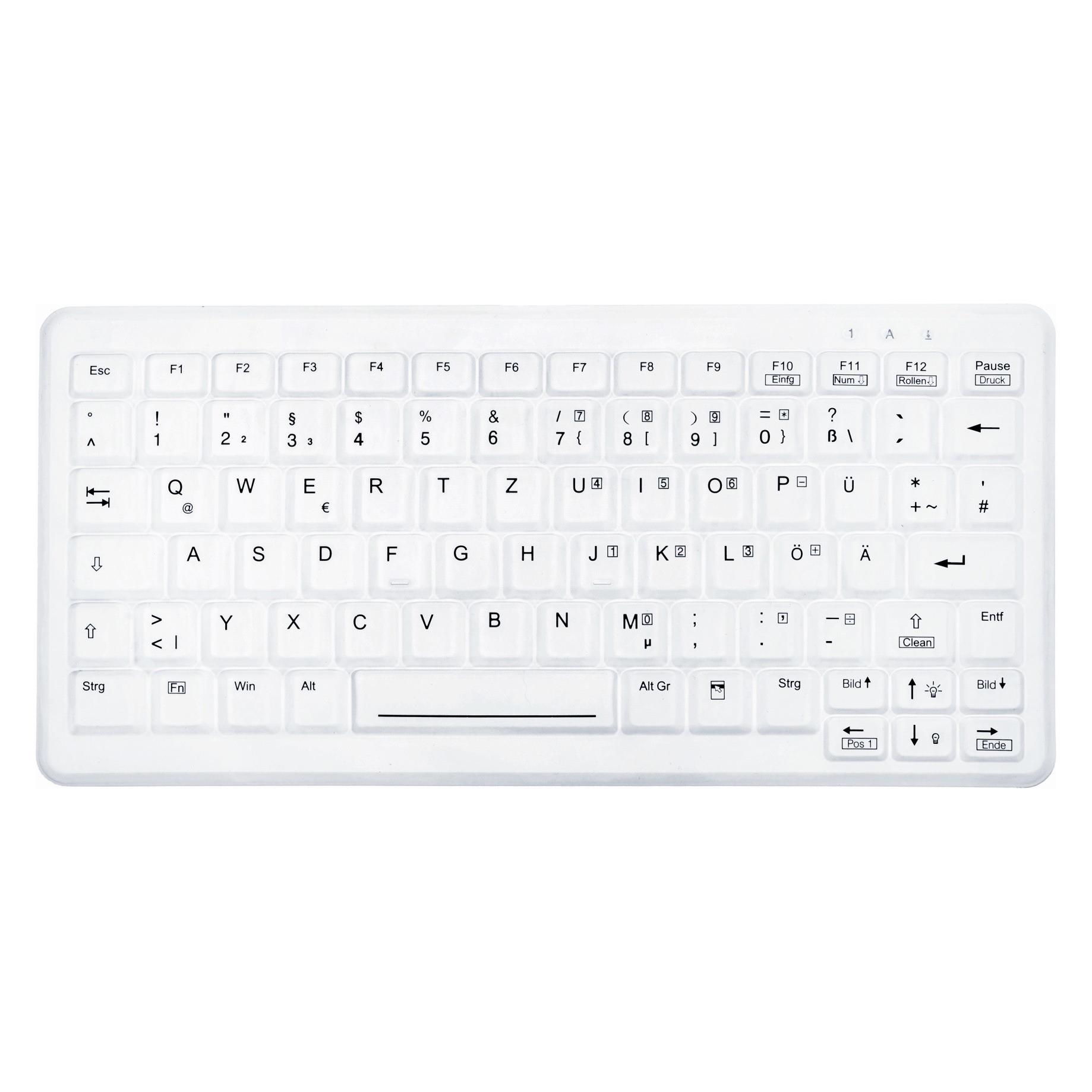 Active Key Tast AK-C4110 Kleine kabellose 2,4GHz Funk Hygiene-Tastatur mit CleanFunction USB weiss (DE) (DE, Kabelgebunden) (AK-C4110F-FU1-W/GE)