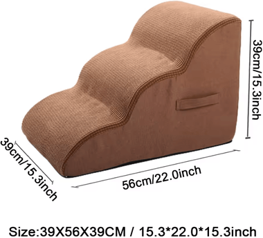 Inspire Curations PawEase Pet Ramp & Dog Stairs For Bed With Joint Support brown 3 Step