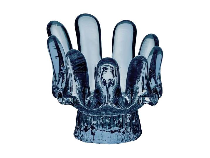 Kosta Boda Photophore en verre circulaire Solros 9,2 cm Bleu