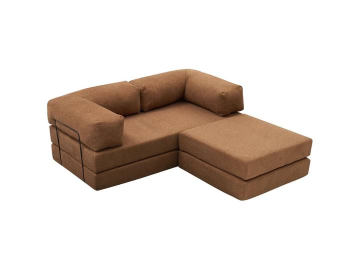 Bettsofa Foldbar Braun Fabric: 100 Prozent CHENILLE B 190 T 95 cm - Material: Fabric: 100% CHENILLE