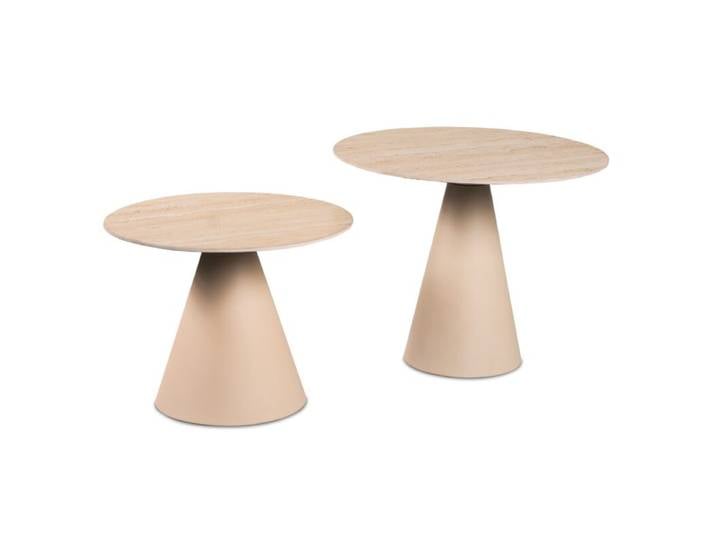 Trendstore Marylou Beistelltisch 2er Set mit Keramikplatte in Travertinoptik Modern
