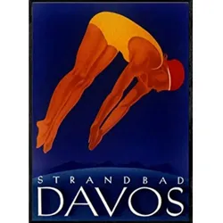 POSTER Schwimm Davos Strandbad Lido A4 Rahmenlos