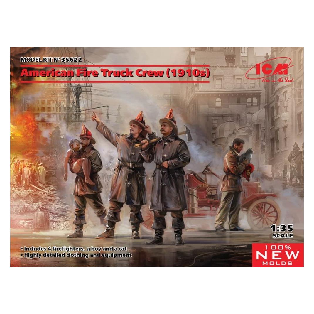 ICM American Fire Truck Crew (1910s) (100% new molds) (35622)