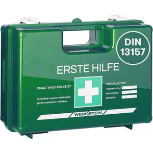 WERKSTEIN Erste-Hilfe-Koffer grün, Füllung nach DIN 13157, mit Aufklebern & Plombe