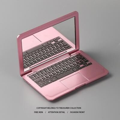 Fusion Finds Cute Laptop Style Pocket Makeup Mirror Compact Foldable Travel Vanity Mirror rose Gold