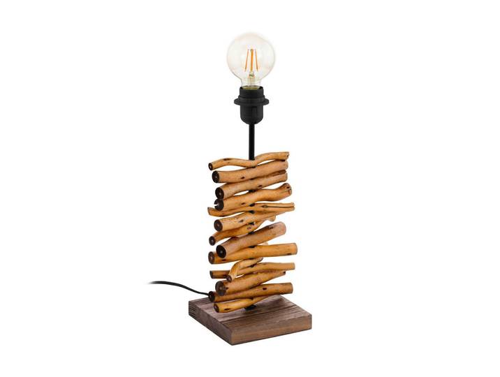Eglo Leuchtenfuss, Braun, Schwarz, Holz, Metall, Eiche, 15x40x15 cm, mit Schalter, Lampen & Leuchten, Innenbeleuchtung, Lampenschirme