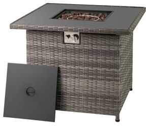 Costway 32.5 Inch Propane Fire Pit Table 5000 BTU with Tempered Glass Tabletop-Gray