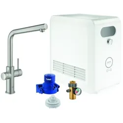 Grohe Blue Professional Spültisch-Einhebelmischer 31347DC3 supersteel, Starter Kit, L-Auslauf, Bluetooth/WIFI