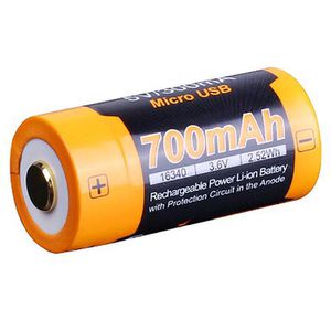 Fenix Akku ARB-L16-700UP, 3,6 V, 700 mAh, CR123A, 16340, Li-Ion, mit microUSB Anschluss, 1 Stück
