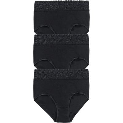 Taillenslip SPEIDEL "Natalie", Damen, Gr. 46, schwarz, Obermaterial: 100% Baumwolle, unifarben, Unterhosen Taillenslip, bequem, dekorativ, weich, elastisch, mit Spitze, Baumwolle