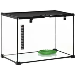PawHut Terrarium für Reptilien Metall Schwarz 50 x 30 x 35 cm