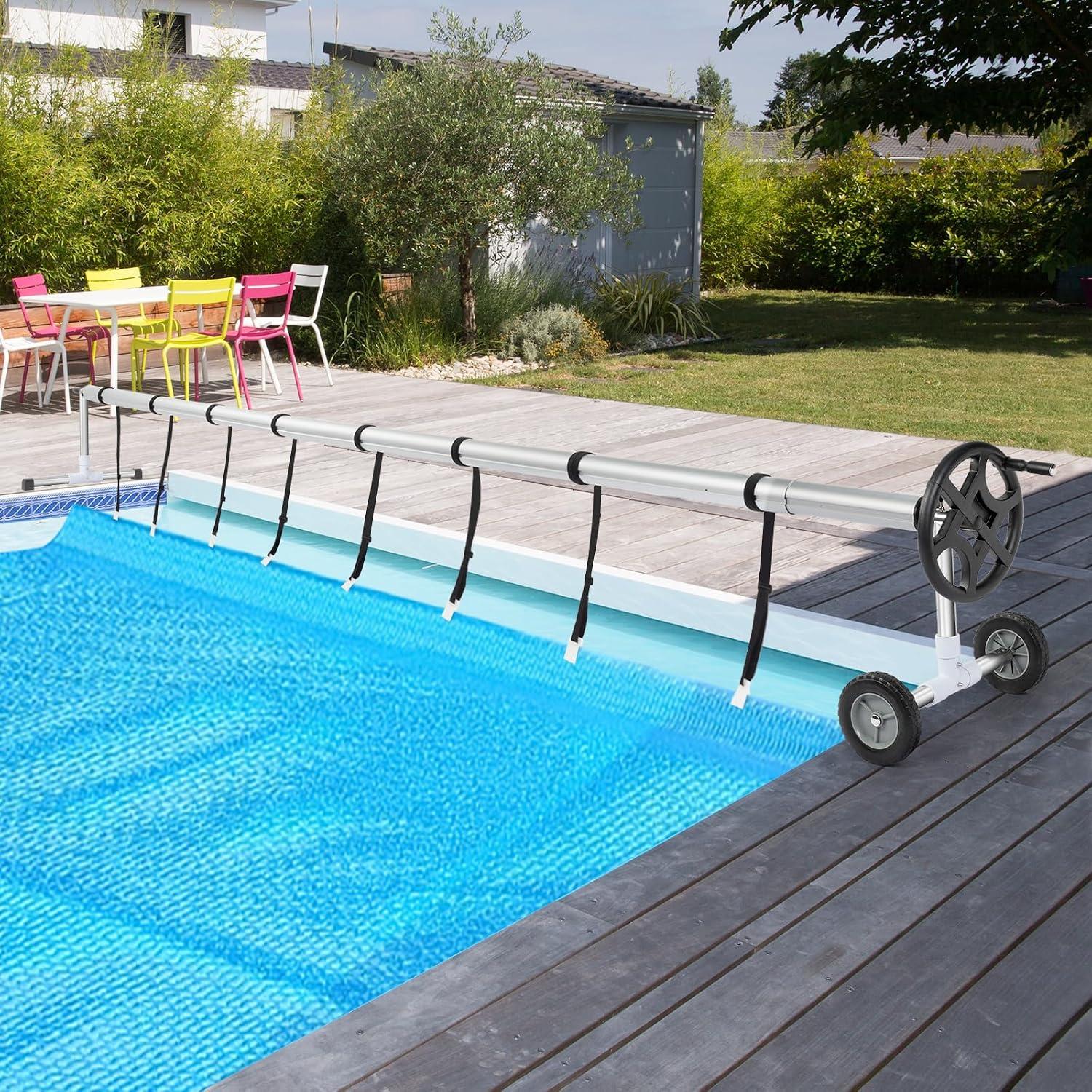 Aufrollsystem für Solar- und Poolabdeckungen, Aufroller für Pools bis 5,48 m, aus witterungsbeständigem Material mit Rädern