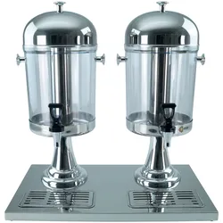 GVK ECO Saft-Dispenser Getränkedispenser Saftspender 2 x 8 Liter Standfuss silberfarbig