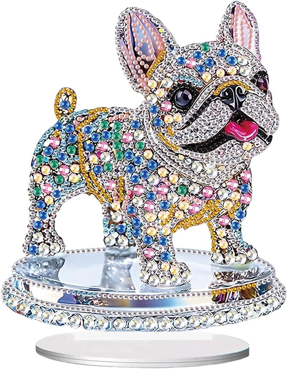 DIY Kit Diamant Schilderij Bulldog Decoratieve Tafelversiering met Beads en Nummer Schilderen 13 x 18 cm