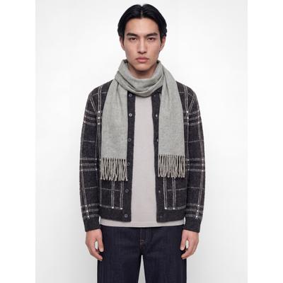 Schal JACK & JONES "JACKELOWNA WOOL SCARF LN", Herren, grau (light grau melange detail:solid), Strick, Wolle, unifarben, Modetücher Schal, aus reiner, weicher Wolle