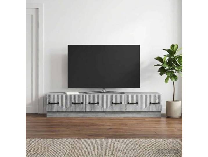 TV-Schrank Graues Sonoma 147 x 34,5 x 27 cm Holzwerkstoff mit offenen Holzwerkstoff, Graues Sonoma, Kabelmanagement, offene Fächer, Wohnzimmer, Medienregal, stabile Basis
