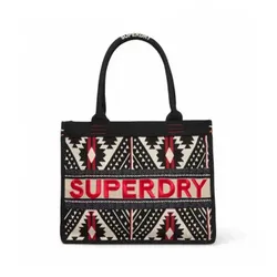 Superdry für Damen. W9110411A Luxe bestickte Tragetasche schwarz (OSFA), Lässig, Synthetisch