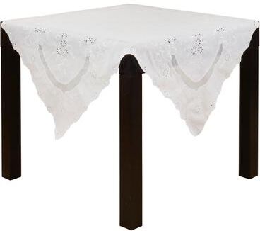 Saro Lifestyle "Linen Cutwork Lace Tablecloth - Decorative Non-Reversible Unlined Tablecloth with Scalloped Edges - 54"""