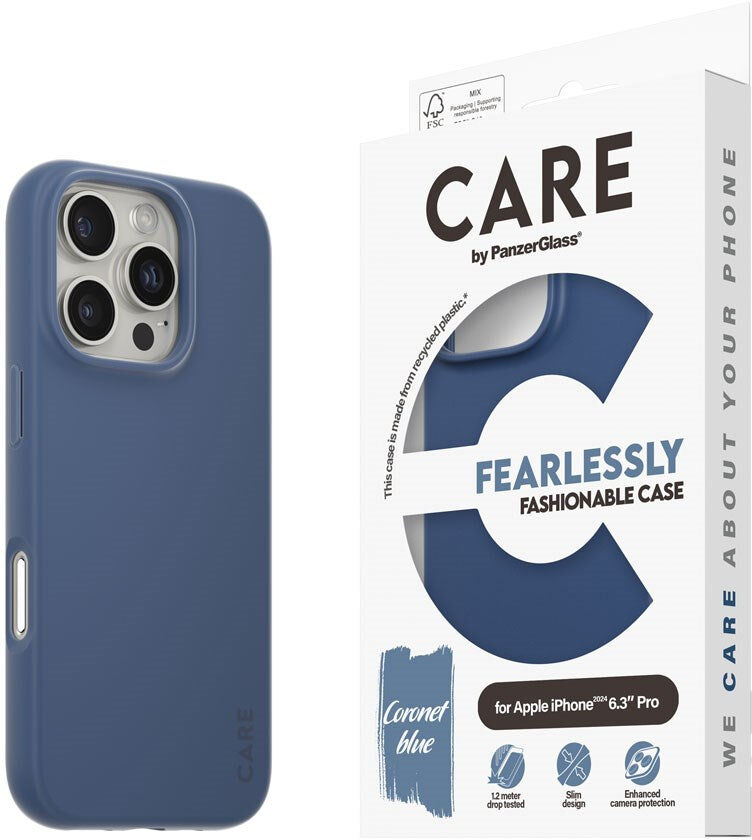 CARE by PanzerGlass iPhone 16 Pro FASHION Fearlessly Fashionable Cover - Coronet Blue