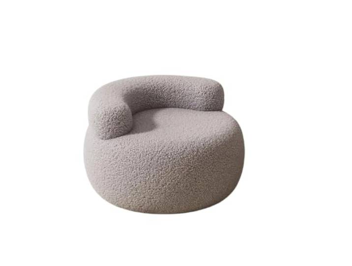 WJIAYAO Runder Sitzhocker Fußhocker-Möbel Tragbares Lazy Sofa, weicher kleiner Hocker, Rückenlehne, Stuhl, rund, aus Lammwolle(Grey)