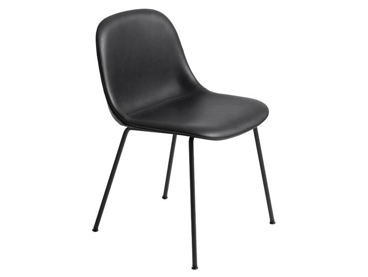 Muuto Fiber Beistellstuhl Refine leather black-Black